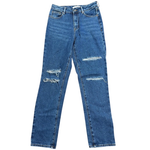 PacSun Denim - PacSun Mom Jeans Medium Wash Distressed High Rise Straight Leg Womens 25L